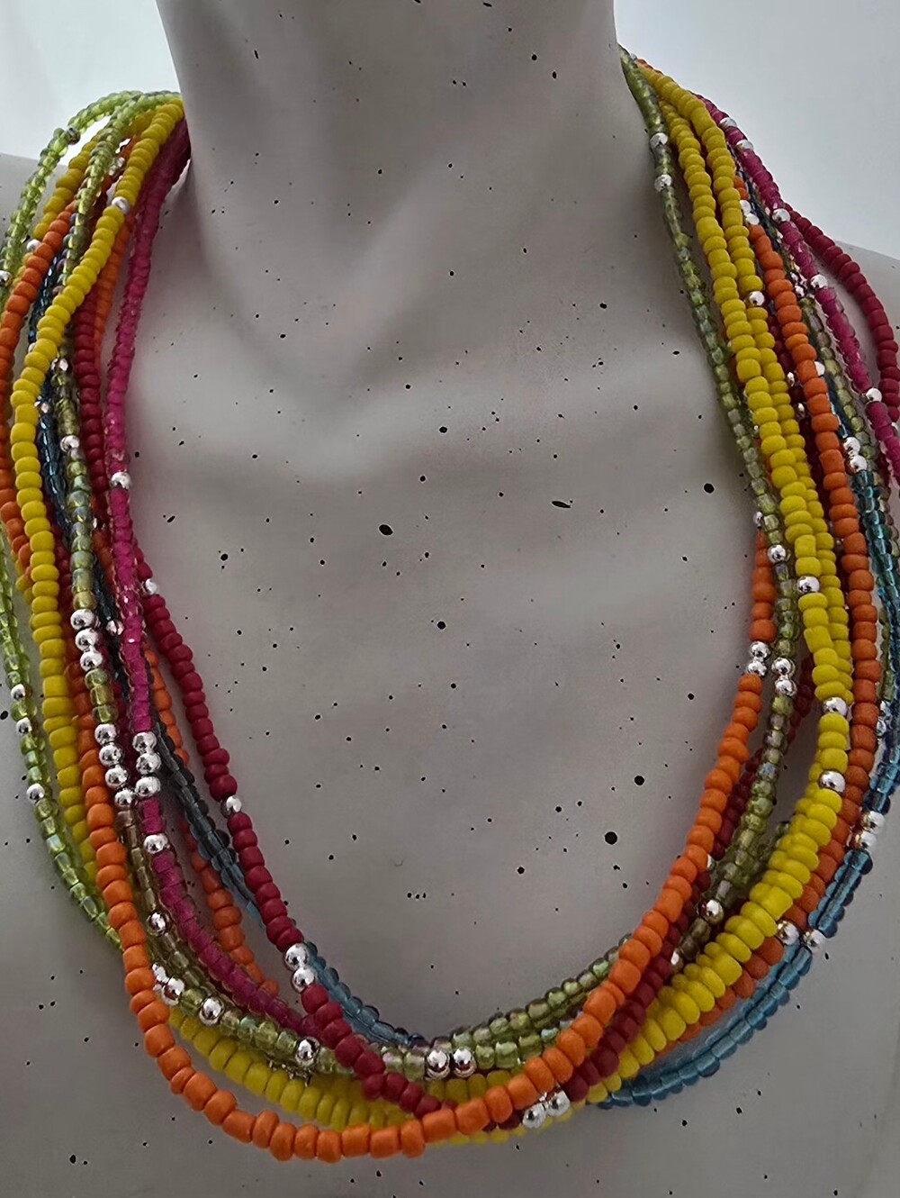 Multicolor Beaded Layered Necklace - Vibrant Summer Style